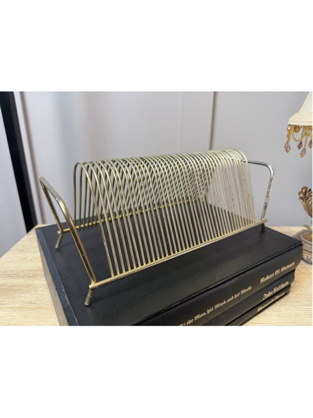 Vintage 1950s Metal Wire Tabletop Record Stand 9.75”